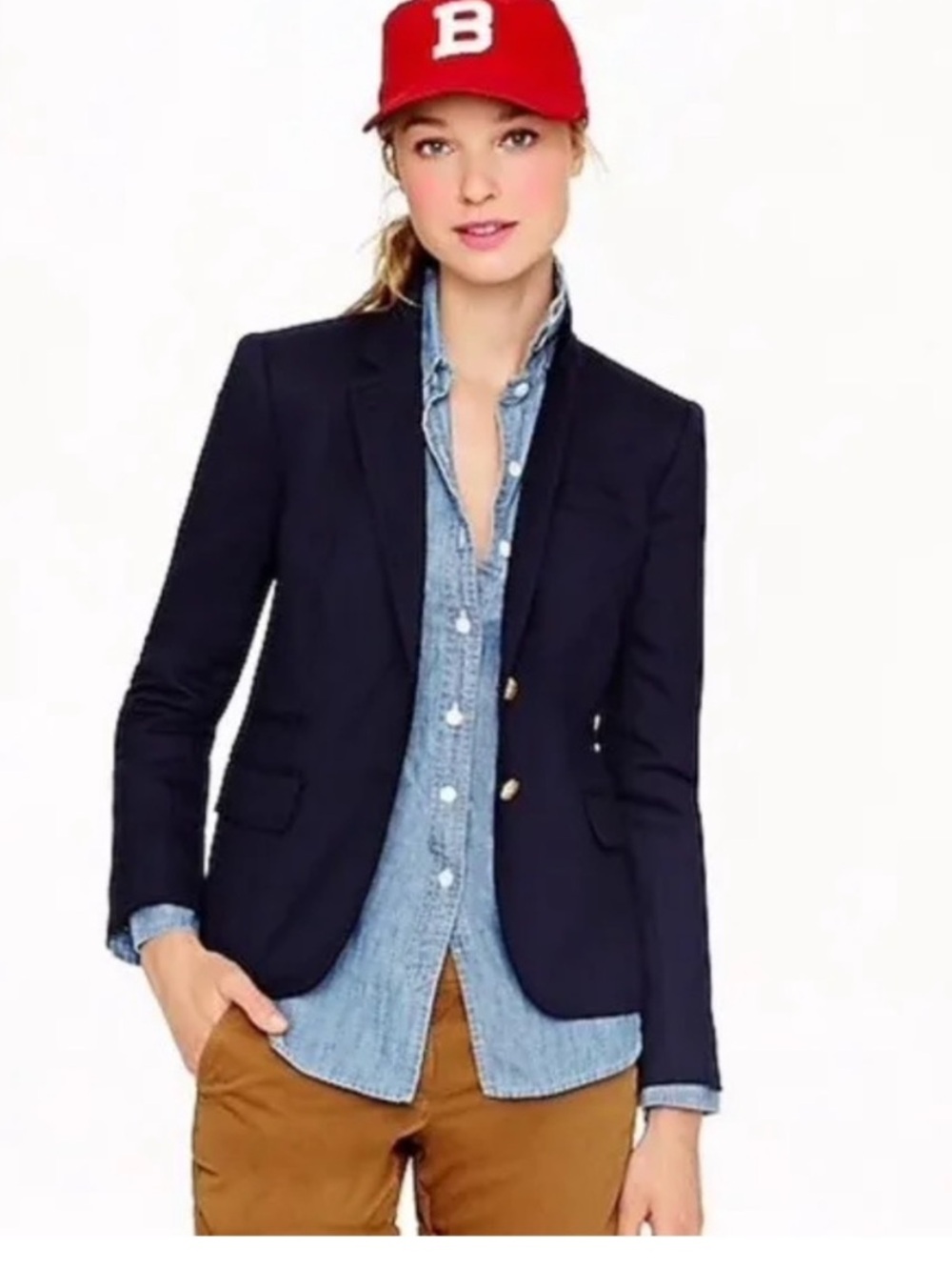 J Crew Schoolboy Wool Navy Blazer Size 8 Tall